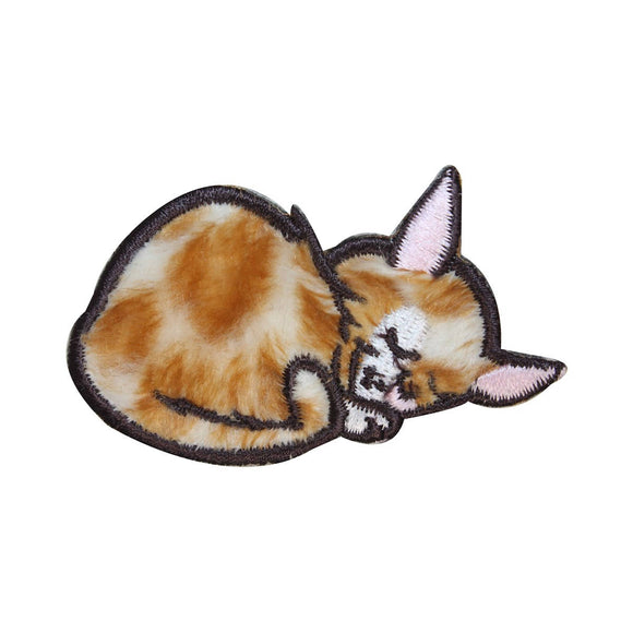 ID 2955 Fluffy Kitten Sleeping Patch Furry Cat Pet Embroidered Iron On Applique