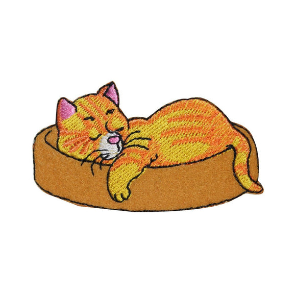 ID 2967 Tabby Cat Sleeping In Bed Patch Kitten Pet Embroidered Iron On Applique