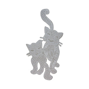 ID 2971 White Cats Silhouette Patch Kitten Symbol Embroidered Iron On Applique