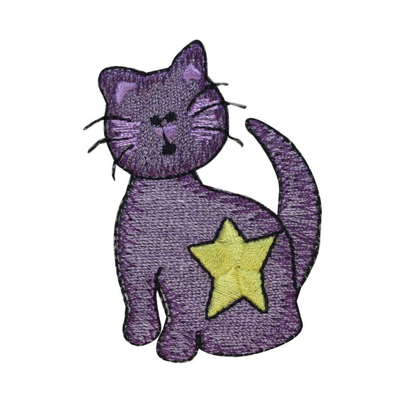 ID 2977 Cat With Star Symbol Patch Kitten Kitty Cute Embroidered IronOn Applique