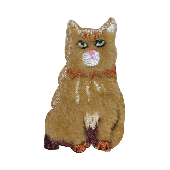 ID 2981 Fluffy Cat Sitting Patch Furry Kitten Kitty Embroidered Iron On Applique