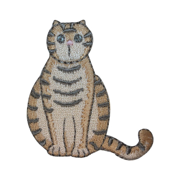 ID 2993 Striped Cat Sitting Patch Kitten Kitty Pet Embroidered Iron On Applique