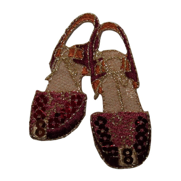 ID 8423 Sequin Ruby Slippers Patch Sandals Fashion Embroidered Iron On Applique