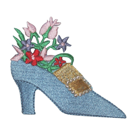 ID 8452 Flower High Heel Shoe Patch Planter Fashion Embroidered Iron On Applique
