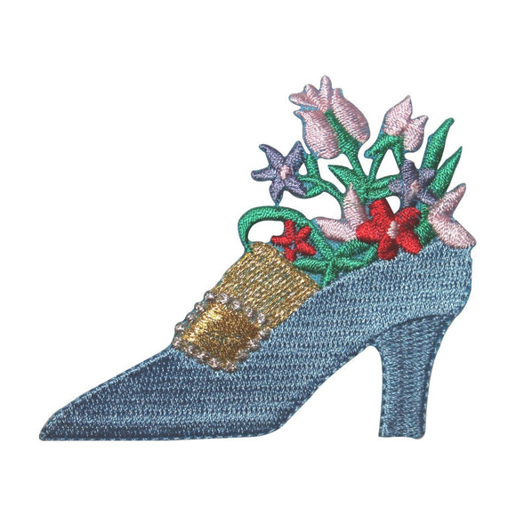 ID 8454 Flower High Heel Shoe Patch Planter Fashion Embroidered Iron On Applique