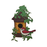 ID 3106 Bird House With Vines Patch Tree Leaf Home Embroidered Iron On Applique