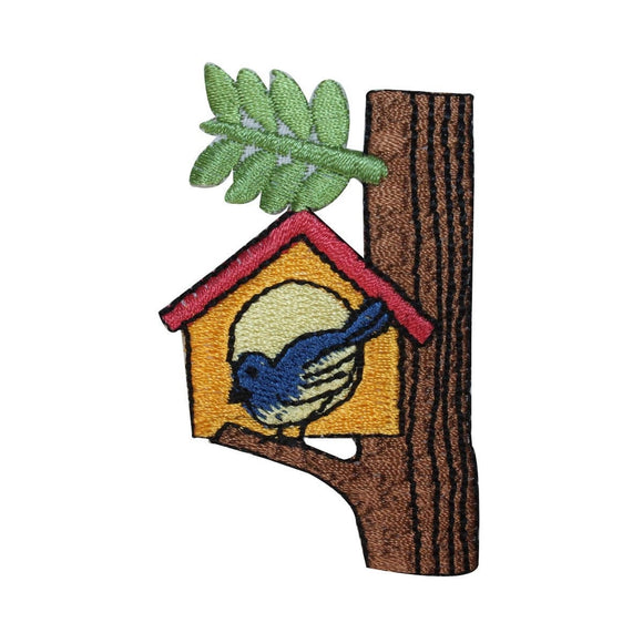 ID 3108 Bird House On Tree Patch Branch Home Hut Embroidered Iron On Applique