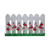 ID 3100 Picket Fence With Flowers Patch Spring Wood Embroidered Iron On Applique