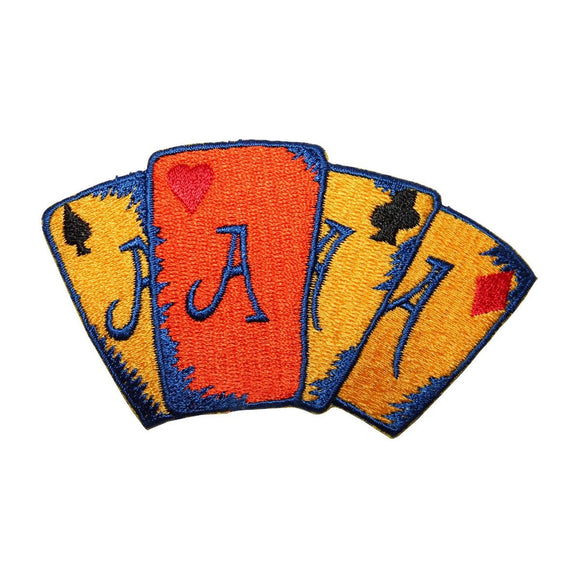 ID 8566 Quad Aces Poker Hand Patch Playing Cards Embroidered Iron On Applique