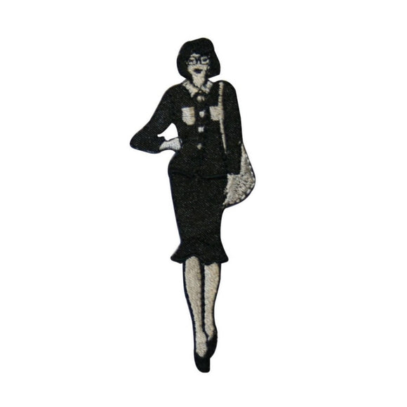 ID 3427B Black and White Fashion Lady Patch Noir Embroidered Iron On Applique