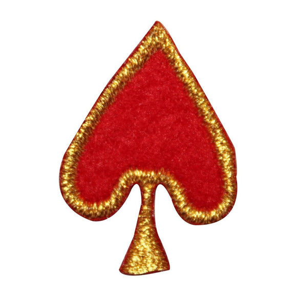 ID 8580 Red Spade Suit Patch Card Symbol Gambling Embroidered Iron On Applique