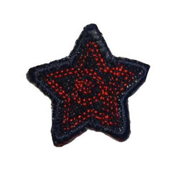 ID 3430E Blue Jean Stitched Star Patch Badge Craft Embroidered Iron On Applique