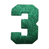 ID 8633 Shiny Number 3 Three Patch Glitter Metallic Symbol Iron On Applique