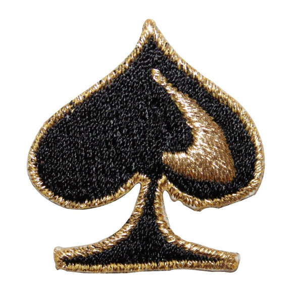 ID 8594 Gold Black Spade Suit Patch Gambling Card Embroidered Iron On Applique