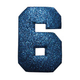 ID 8636 Shiny Number 6 Six Patch Glitter Metallic Symbol Iron On Applique