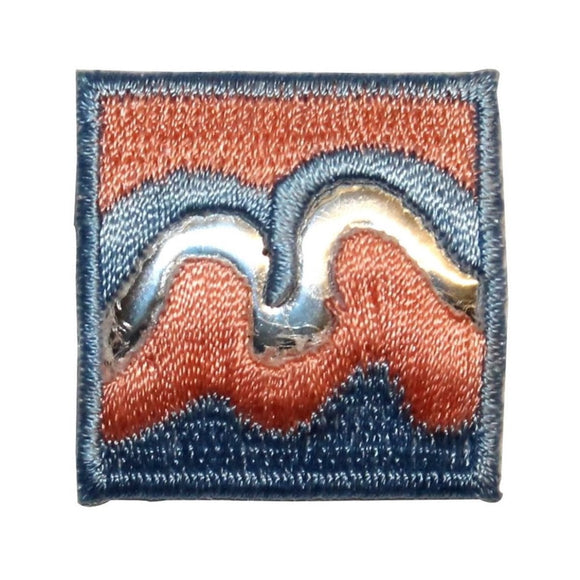 ID 8701 Reflective Waves Square Patch Badge Design Embroidered Iron On Applique