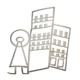 ID 8704 City Person Outline Patch Craft Building Embroidered Iron On Applique