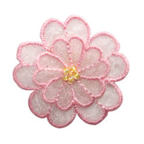 ID 8655 Pink Flower Blossom Patch Craft Garden Bead Embroidered Iron On Applique