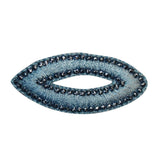 ID 8726 Blue Oval Patch Craft Design Loop Shape Embroidered Iron On Applique