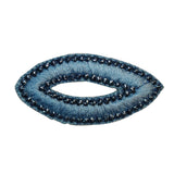 ID 8732 Blue Oval Patch Craft Design Loop Shape Embroidered Iron On Applique