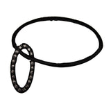 ID 8738 Black Ring Oval Patch Link Necklace Collar Embroidered Iron On Applique