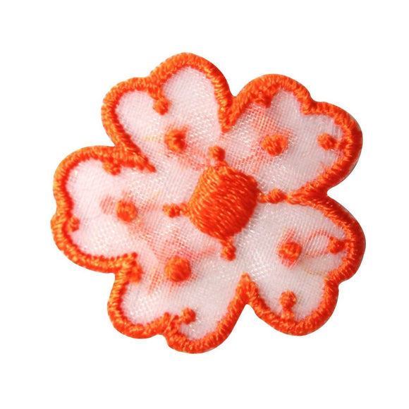 ID 8667 Orange Spotted Flower Patch Daisy Garden Embroidered Iron On Applique