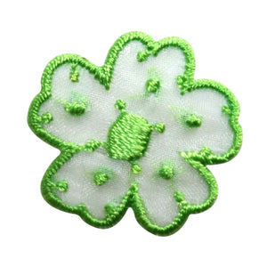ID 8673 Green Spotted Flower Patch Daisy Garden Embroidered Iron On Applique