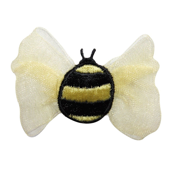 ID 8688 Bumblebee Lace Wings Patch Garden Insect Embroidered Iron On Applique