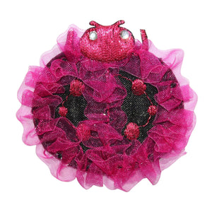 ID 8690 Pink Lace Ladybug Patch Ribbon Garden Insect Embroidered IronOn Applique
