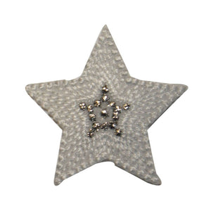 ID 3451B Textured Star Patch Night Sky Shiny Symbol Embroidered Iron On Applique