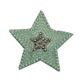 ID 3453B Textured Star Patch Night Sky Shiny Symbol Embroidered Iron On Applique