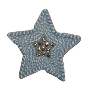 ID 3454A Textured Star Patch Night Sky Shiny Symbol Embroidered Iron On Applique