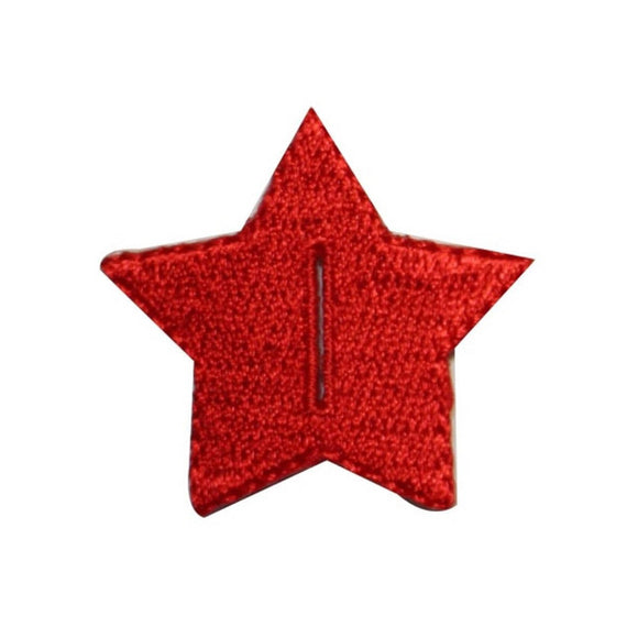 ID 3456A Red Star Button Slot Patch Patriotic Craft Embroidered Iron On Applique