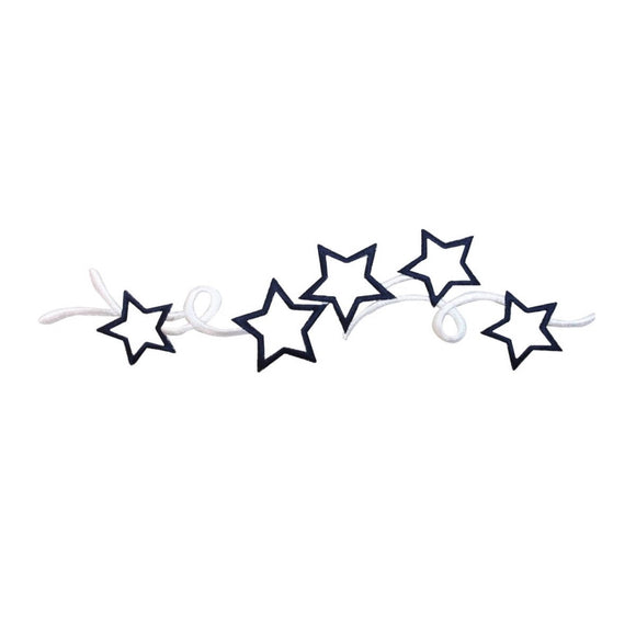 ID 3461B Stars With Spiral Strip Patch Craft Design Embroidered Iron On Applique