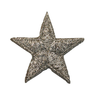 ID 3469 Silver Star Patch Night Sky Shiny Craft Embroidered Iron On Applique