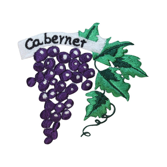 ID 3168 Cabernet Wine Grapes Patch Vintage Red Embroidered Iron On Applique