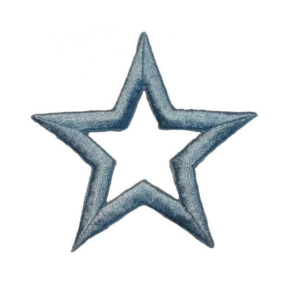 ID 3475 Blue Star Outline Patch Sky Craft Symbol Embroidered Iron On Applique