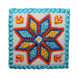 ID 8794 Western Flower Square Patch Tile Mexican Embroidered Iron On Applique