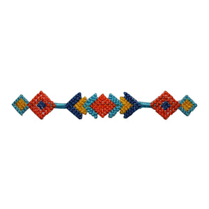 ID 8796 Multicolor Geometric Trim Patch Strip Band Embroidered Iron On Applique