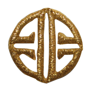 ID 8803 Round Gold Symbol Patch Craft Design Emblem Embroidered Iron On Applique