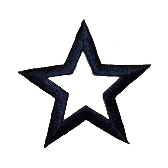 ID 3478 Navy Blue Star Outline Patch Craft Emblem Embroidered Iron On Applique