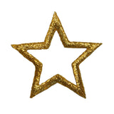 ID 3481 Gold Star Outline Patch Sky Craft Shiny Embroidered Iron On Applique