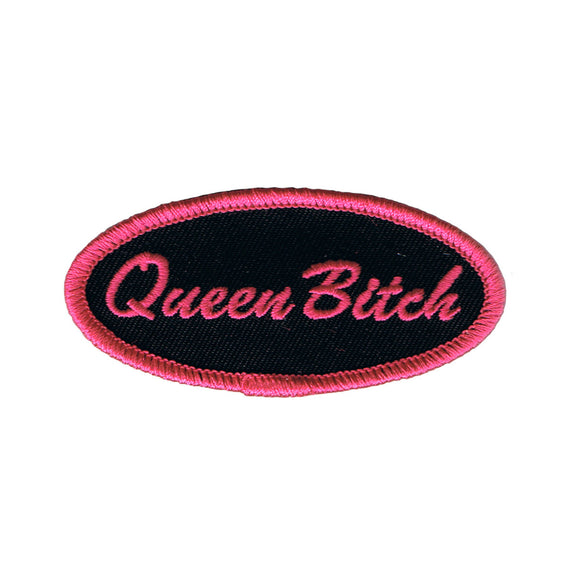Queen B*tch Name Tag Patch Girls Novelty Badge Sign Embroidered Iron On Applique