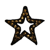 ID 3500 Black Star With Gold Dots Patch Night Sky Embroidered Iron On Applique