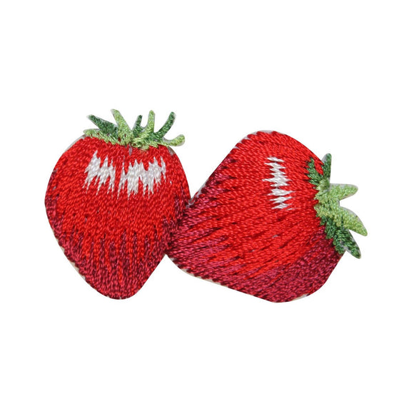 ID 3185A Pair of Strawberries Patch Sweet Fruit Embroidered Iron On Applique