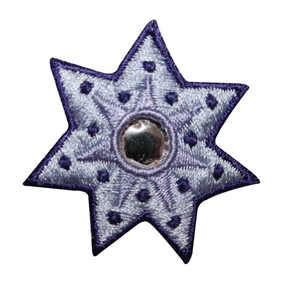 ID 8827 Purple Shiny Star Burst Patch Flower Shape Embroidered Iron On Applique