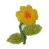 ID 8913 Yellow Daisy Flower Patch Garden Plant Blossom Beaded Iron On Applique