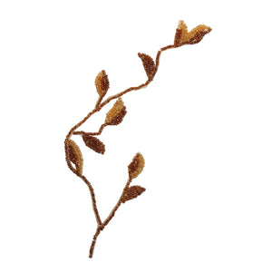 ID 8915 Brown Dried Garden Vine Patch Leaf Nature Plant Beaded Iron On Applique