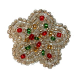 ID 8927 Christmas Flower Head Patch shiny Holiday Gem Beaded Iron On Applique