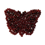 ID 8928 Dark Red Butterfly Patch Garden Fly Bug Insect Beaded Iron On Applique